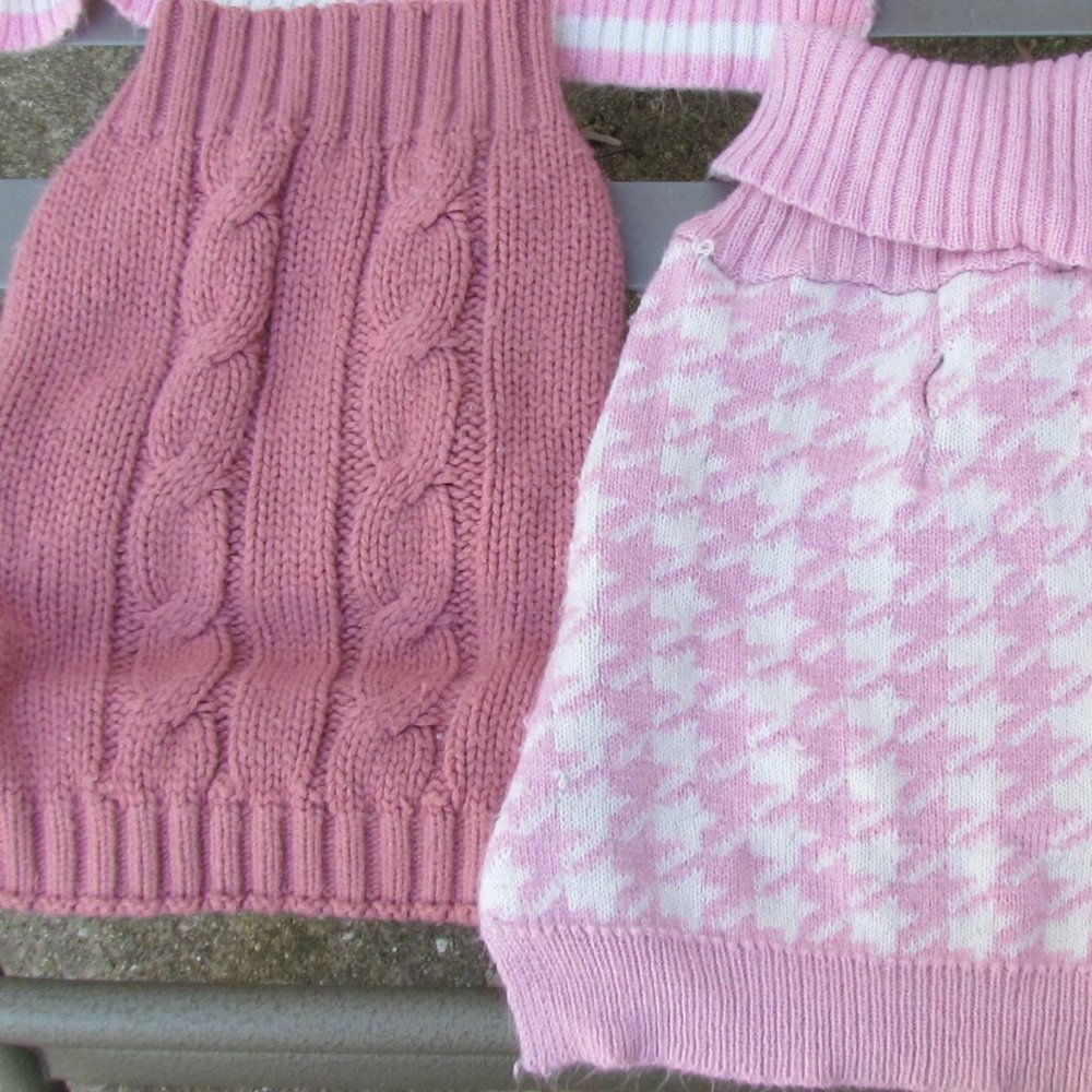 Two Pink Dog Sweaters Size Small to Medium